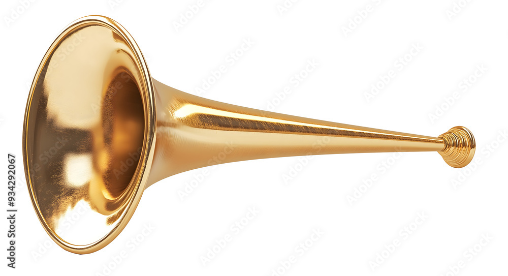 Obraz premium golden horn trumpet isolated png transparent background