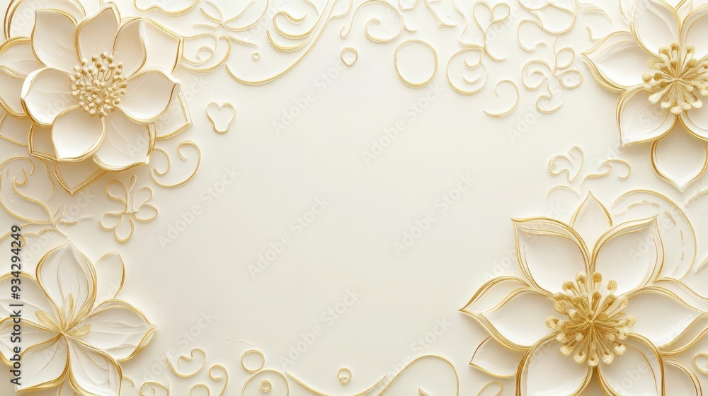 Soft ivory background with delicate gold Thai patterns, luxury, elegant and soothing for a massage poster Soft ivory background with delicate gold Thai patterns, luxury, elegant and soothing for a massage poster