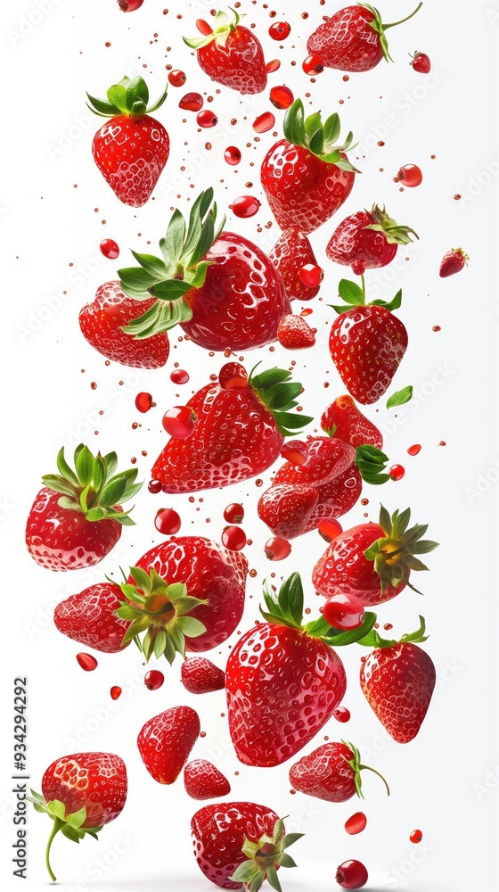 Fresh Strawberries Falling, Food and Culinary Action Photography Concept for Business Marketing, Fruit Berry Wallpaper, Restaurant Menu Cookbook Recipe Ingredient Backdrop, Isolated White Background Fresh Strawberries Falling, Food and Culinary Action Photography Concept for Business Marketing, Fruit Berry Wallpaper, Restaurant Menu Cookbook Recipe Ingredient Backdrop, Isolated White Background