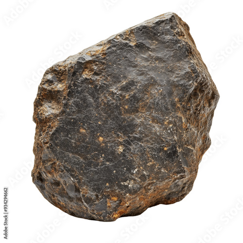 Large Raw Rock Specimen with Dark Surface - isolated on White Transparent Background, PNG 