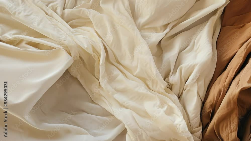 billowing sheets in shades of cream and brown, capturing their texture and flow billowing sheets in shades of cream and brown, capturing their texture and flow