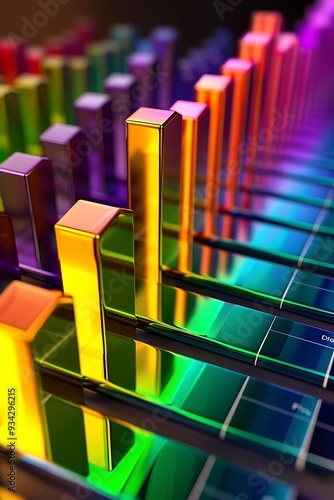 Stock market sector performance bar graph, using a spectrum of colors to represent different levels of growth and decline, creating a visually engaging comparison.