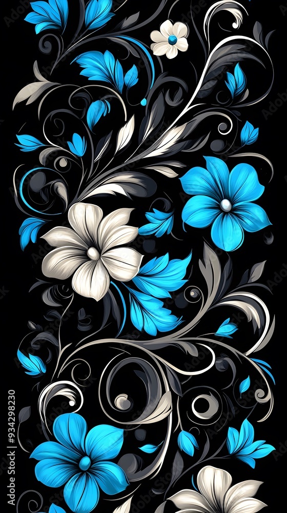 Floral, Shapes, Leaves, Blue and Black, Abstract Image, Texture, Pattern Background, Wallpaper, Smartphone Cover and Screen, Cell Phone, Computer, Laptop, 9:16 and 16:9 Format Floral, Shapes, Leaves, Blue and Black, Abstract Image, Texture, Pattern Background, Wallpaper, Smartphone Cover and Screen, Cell Phone, Computer, Laptop, 9:16 and 16:9 Format
