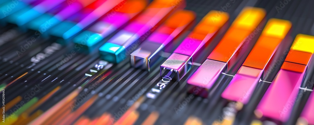 Vivid bar graph displaying the performance of stock market sectors, with rising sectors in bold colors and falling sectors in soft shades. Vivid bar graph displaying the performance of stock market sectors, with rising sectors in bold colors and falling sectors in soft shades.