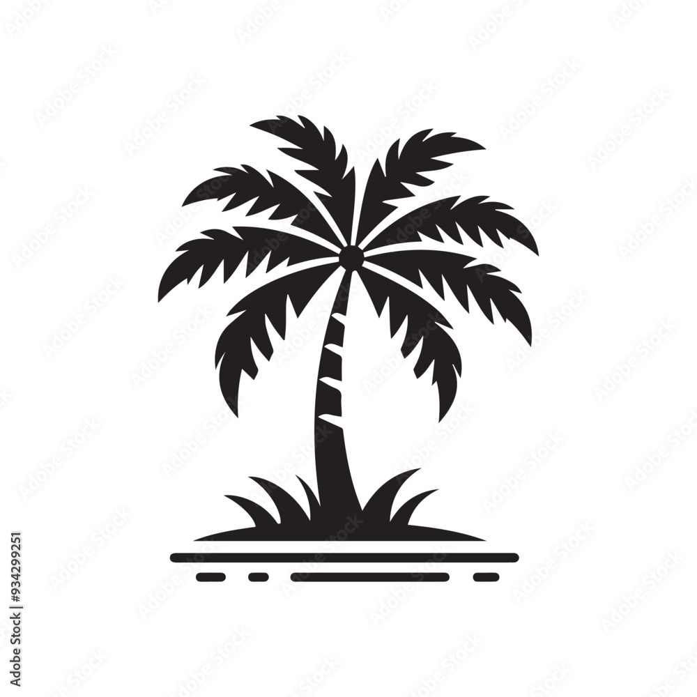 Obraz premium Plam tree vector isolated on white background, plam tree silhouette.