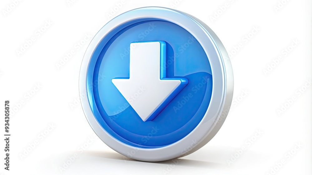 Stylized blue arrow pointing downwards, surrounded by a white circle, on a transparent background, symbolizing file transfer or data download from the internet. Stylized blue arrow pointing downwards, surrounded by a white circle, on a transparent background, symbolizing file transfer or data download from the internet.