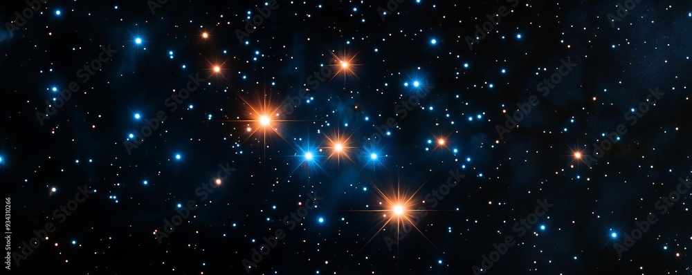 Fototapeta premium Brightly lit star clusters emerging from dense cosmic dust, stellar background, deep space imaging