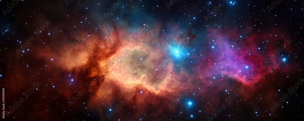 Fototapeta premium Close-up of the Soul Nebula with vibrant cosmic dust and star formations, nebula background, deep space imaging