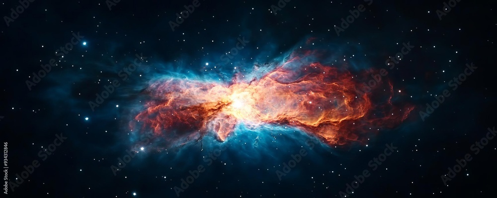 Fototapeta premium Cosmic dust illuminated by the light of a supernova in the Crescent Nebula, supernova background, cosmic explosion focus