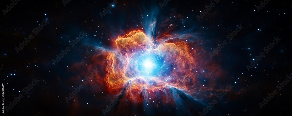 Cosmic dust illuminated by the light of a supernova in the Crescent Nebula, supernova background, cosmic explosion focus Cosmic dust illuminated by the light of a supernova in the Crescent Nebula, supernova background, cosmic explosion focus