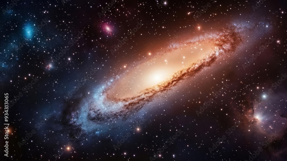 Obraz premium Cosmic dust illuminated by the light of distant galaxies, galactic background, deep space photography