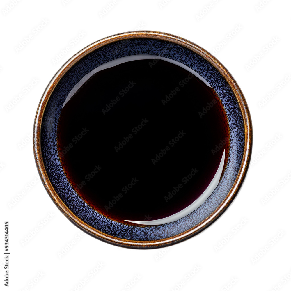 Sweet soy teriyaki sauce in a deep purple bowl top view isolated on transparent background Sweet soy teriyaki sauce in a deep purple bowl top view isolated on transparent background
