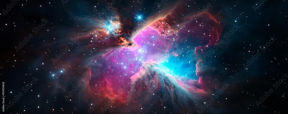 Fototapeta premium The Cat's Paw Nebula with vibrant cosmic dust and star clusters, nebula background, cosmic photography precision