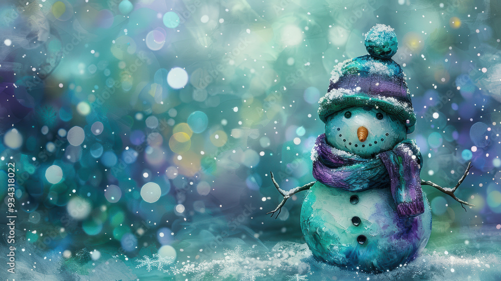 Adorable Snowman in Bokeh Lights Adorable Snowman in Bokeh Lights