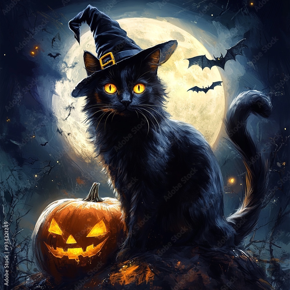 A cat dressed in a Halloween costume, with playful and spooky elements. Perfect for themes of Halloween, pets, and festive fun A cat dressed in a Halloween costume, with playful and spooky elements. Perfect for themes of Halloween, pets, and festive fun