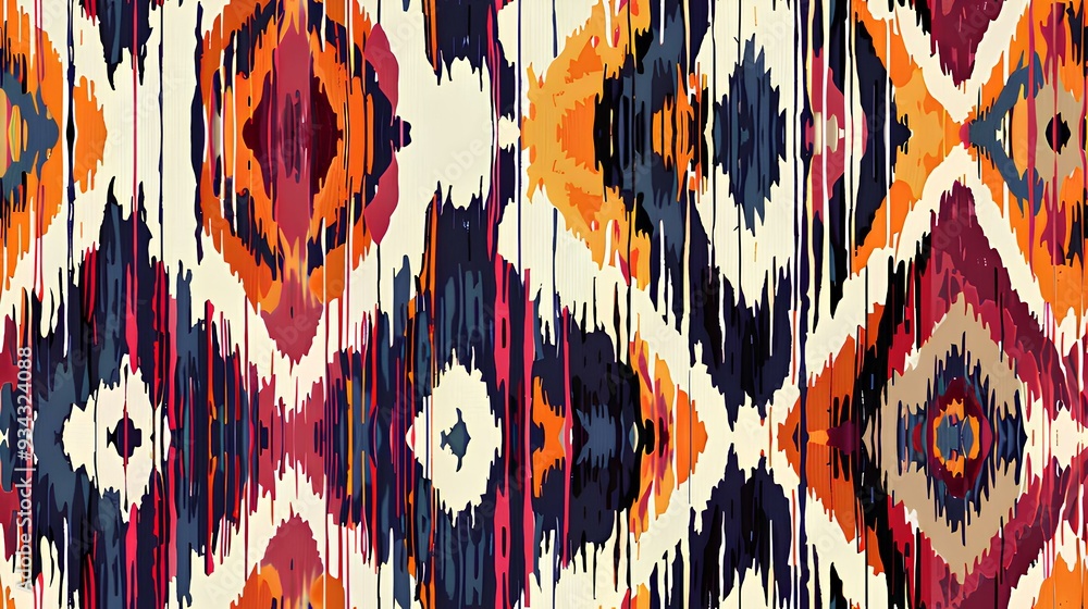 Geometric ethnic oriental ikat pattern traditional Design for background,indian,border,carpet,wallpaper,clothing,wrapping,batic,fabric, illustration