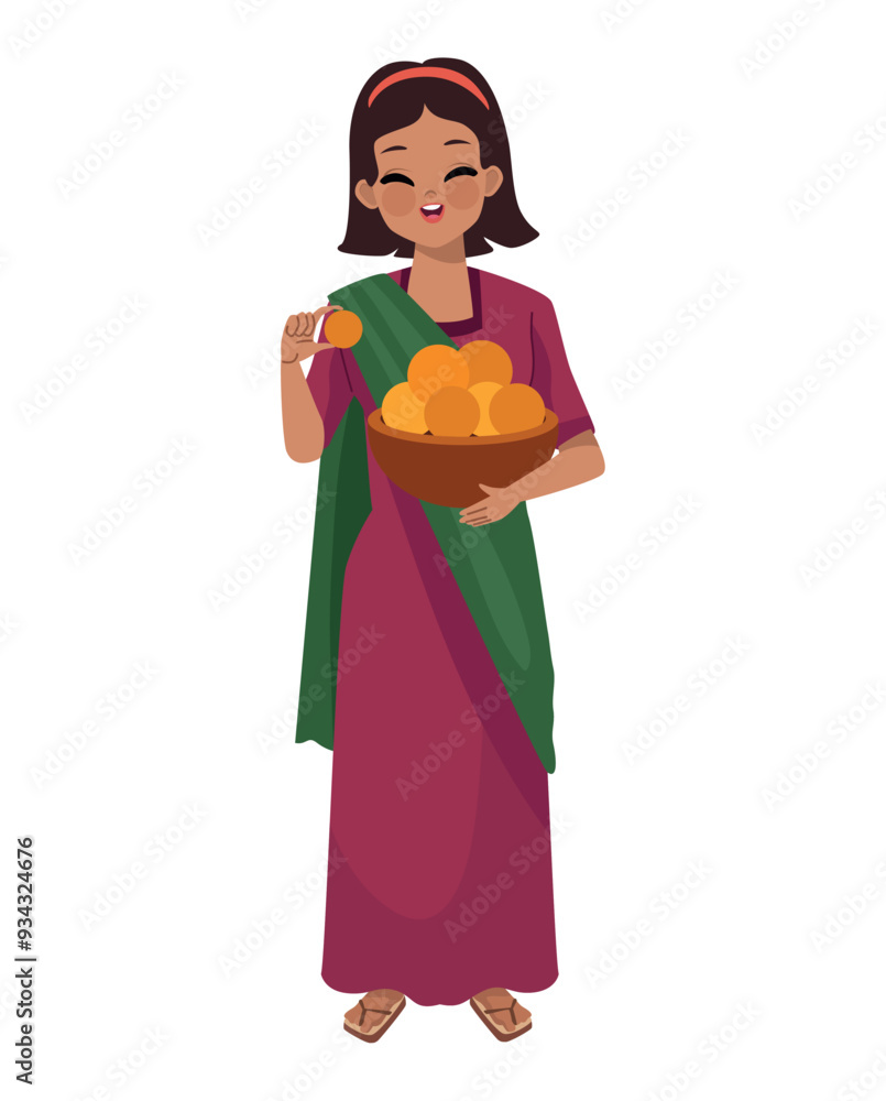 indian woman celebrating diwali festival with laddu indian woman celebrating diwali festival with laddu