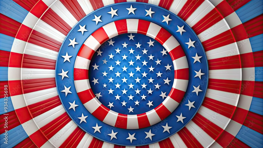 Vibrant American flag pattern forms a circular shape, with red and ...