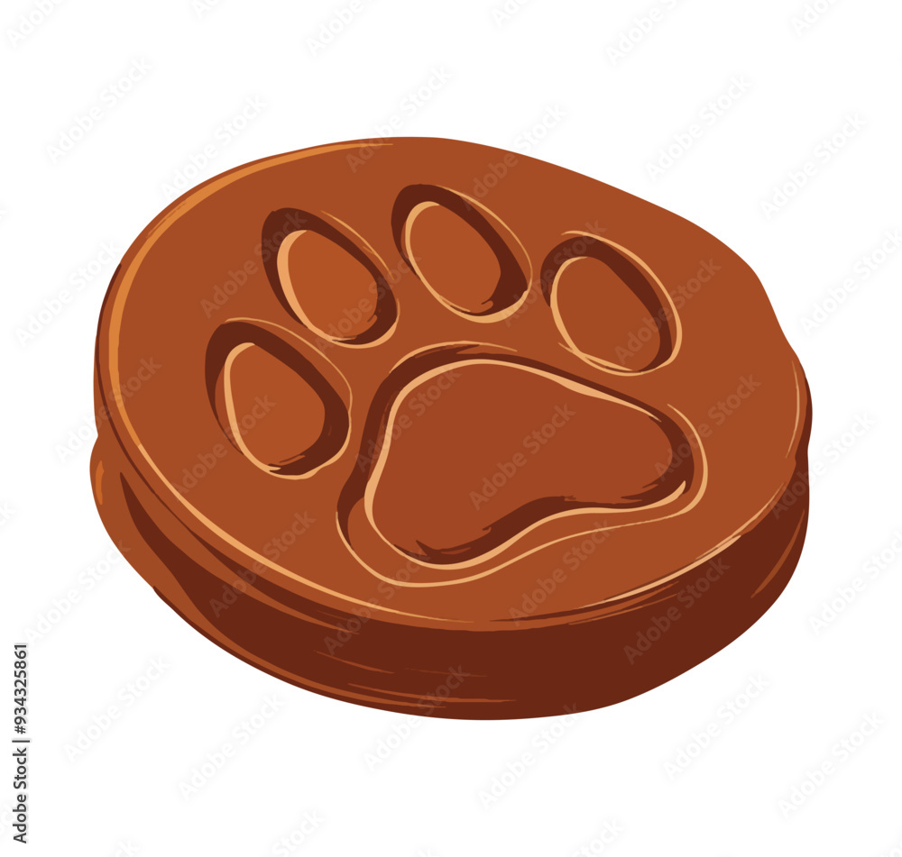 Wolf footprint in brown soil, illustrating a dog's paw in a wild environment. Cartoon style vector design. Wolf footprint in brown soil, illustrating a dog's paw in a wild environment. Cartoon style vector design.