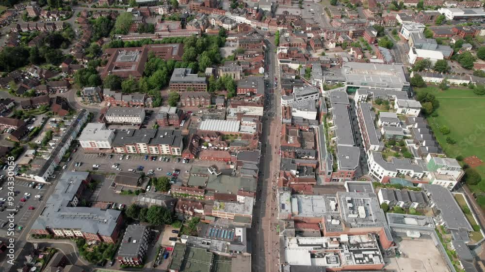 Newbury High Street, Downtown center, Berkshire, South England. Beautiful aerial view, uk Newbury High Street, Downtown center, Berkshire, South England. Beautiful aerial view, uk