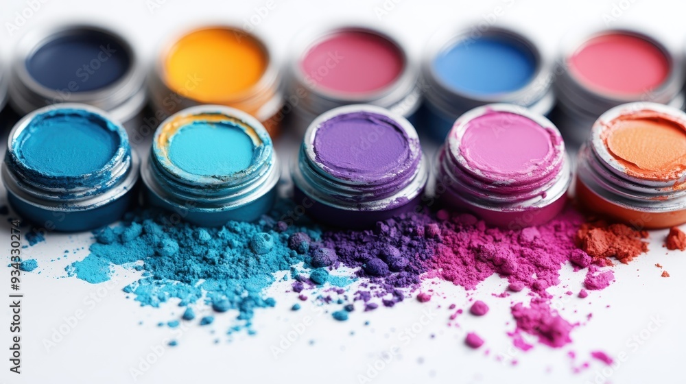 A vibrant image featuring colorful pigment jars, each showcasing a rich palette of colors ranging from bright blues to deep purples, ideal for artistic and creative pursuits. A vibrant image featuring colorful pigment jars, each showcasing a rich palette of colors ranging from bright blues to deep purples, ideal for artistic and creative pursuits.