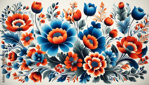 Hand-Painted Floral Designs in Tole Style for Canal Boat Decor. Folk Art Patterns for Narrowboats.