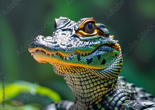 Amazon Black Caiman rough, textured skin, with the background photo