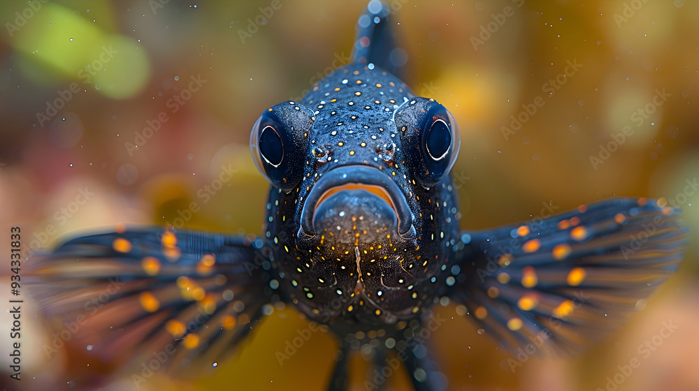 Amazon Black Ghost Knifefish face, showcasing its body texture and fins with a soft focus background Amazon Black Ghost Knifefish face, showcasing its body texture and fins with a soft focus background