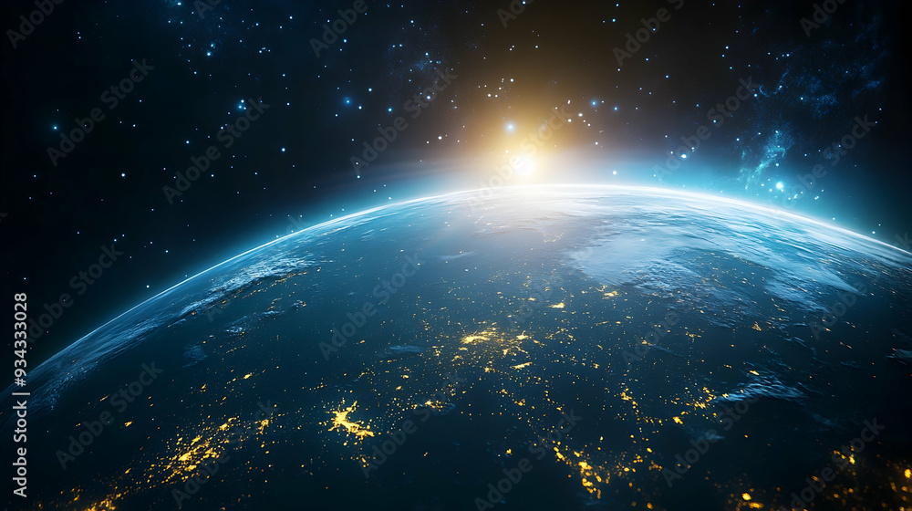planet earth from space at night. City lights on the planet. planet earth from space at night. City lights on the planet.