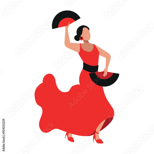 flamenco dancer woman in red traditional dress