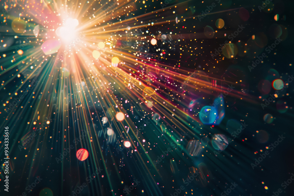 Obraz premium A bright light shines through a dark room