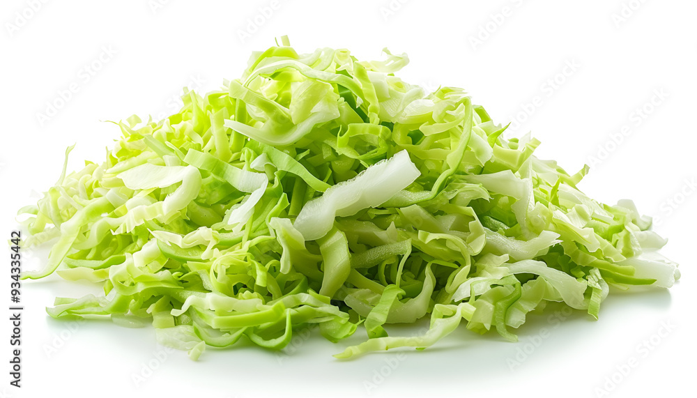Pile of shredded fresh Chinese cabbage isolated on white, top view. Pile of shredded fresh Chinese cabbage isolated on white, top view.