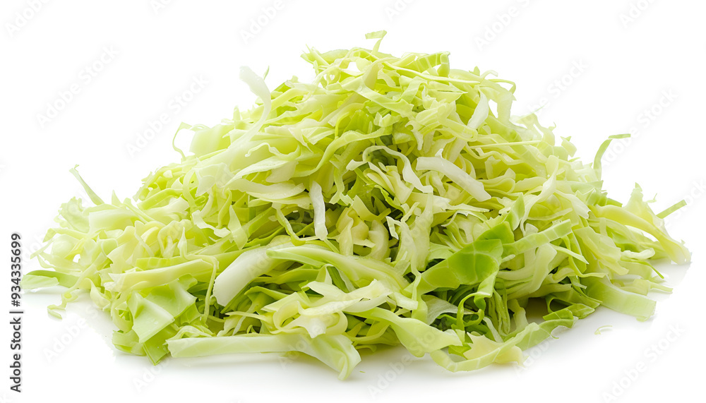 Pile of shredded fresh Chinese cabbage isolated on white, top view. Pile of shredded fresh Chinese cabbage isolated on white, top view.