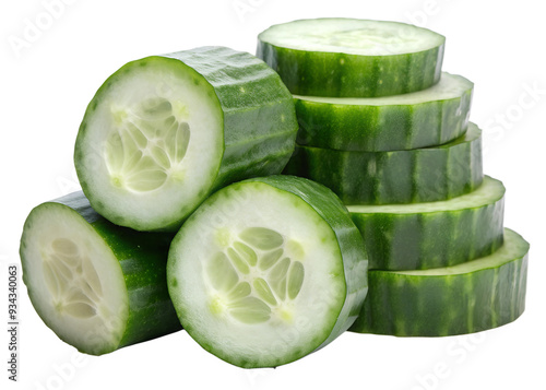 sliced cucumber isolated on transparent background png