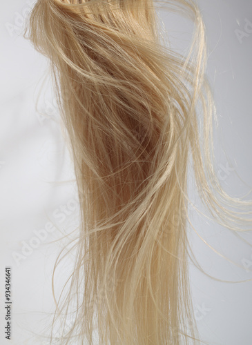 blond hair extension flying 