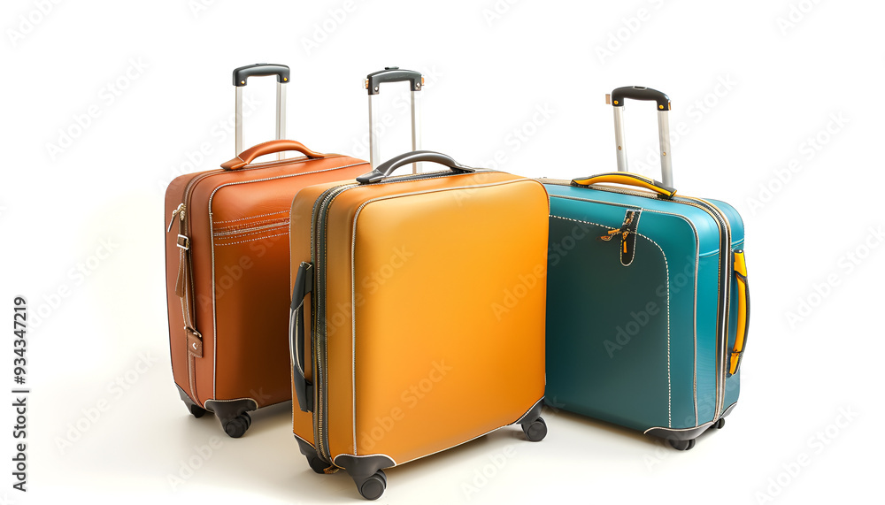 Set of suitcases on white background Set of suitcases on white background
