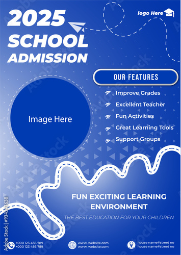 Kids back to school education admission flyer poster template, Flyer brochure cover template for Kids back to school education admission layout design. Creative and modern kids admission poster.