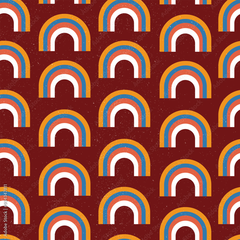 Retro rainbow seamless pattern on the brown background. Perfect for package, wallpaper, wrapping paper, label, fabric, print, advertising, etc. Retro rainbow seamless pattern on the brown background. Perfect for package, wallpaper, wrapping paper, label, fabric, print, advertising, etc.