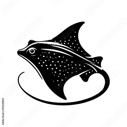 A Stingray silhouette, vector black color silhouette solid white background