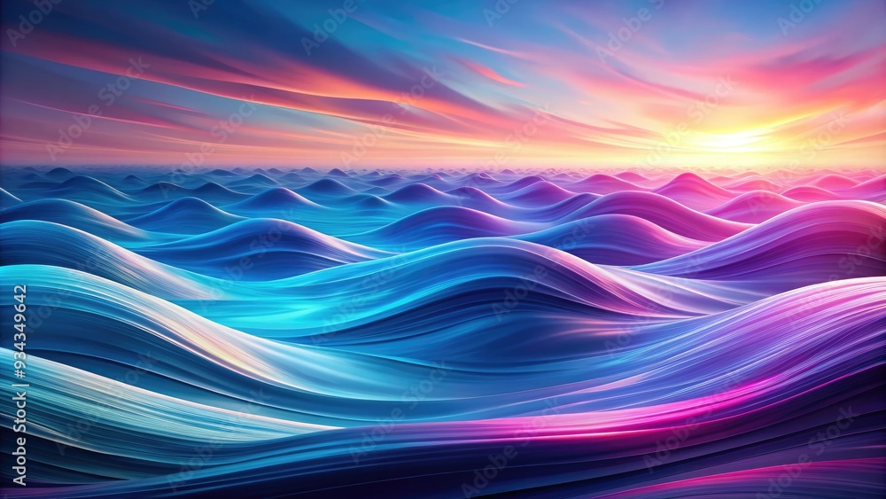 Vibrant gradient hues of blue and pink undulate in rhythmic waves, evoking a sense of serene ocean movement and calming atmospheric depth. Vibrant gradient hues of blue and pink undulate in rhythmic waves, evoking a sense of serene ocean movement and calming atmospheric depth.