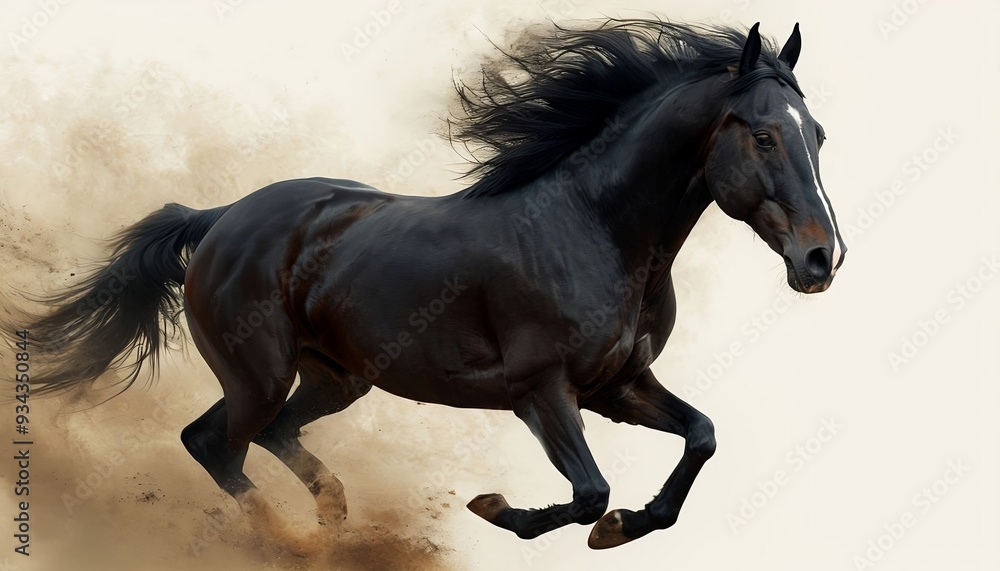 Portrait of a Running Black Horse Portrait of a Running Black Horse