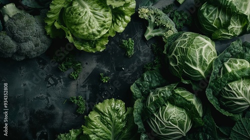 Wallpaper Mural green vegetable on black surface Torontodigital.ca