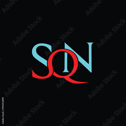 SQN letter logo design on black background photo