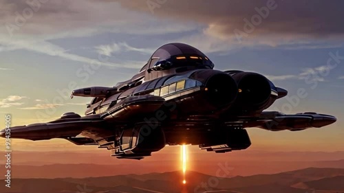 spaceship and ufo with colorful lights HD resolution with hyper realistic 4K footage video Background.