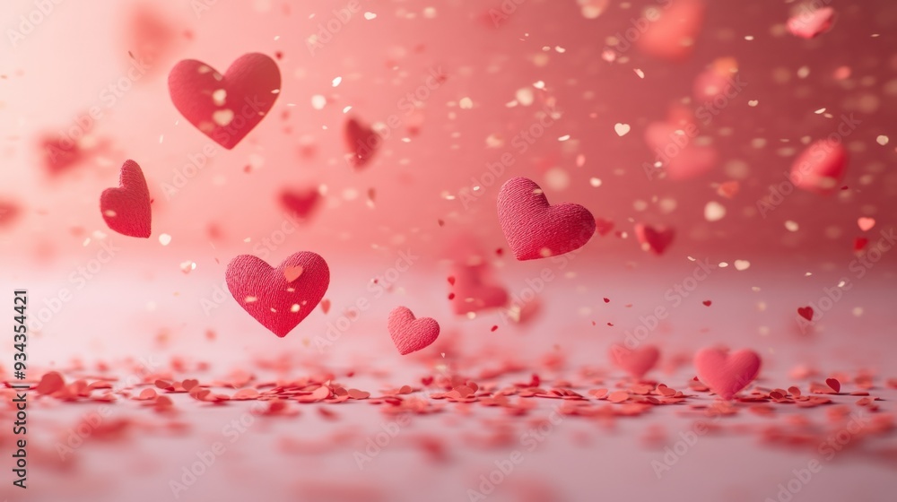Whimsical 3D Red Hearts in Motion Whimsical 3D Red Hearts in Motion