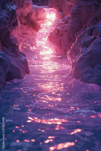 Beautiful sunset reflections on calm ocean waves at twilight