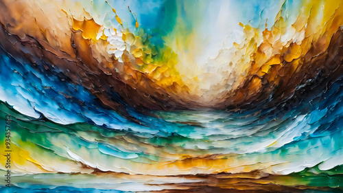 waves painted in oil. abstract wavy background	