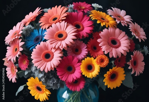 A vibrant bouquet of colorful gerber fowers