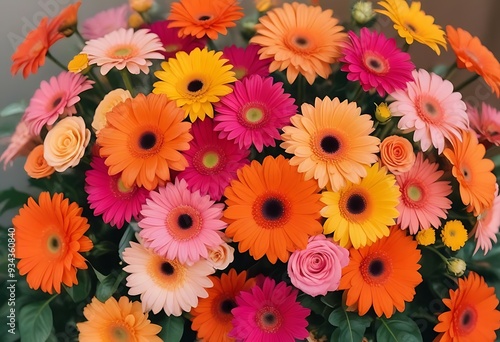 A vibrant bouquet of colorful gerber fowers