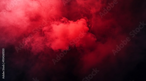 Abstract red smoke swirls against a dark background.